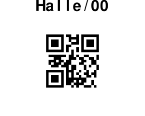 Etikett mit Bereich, Tischnummer und QR-Code